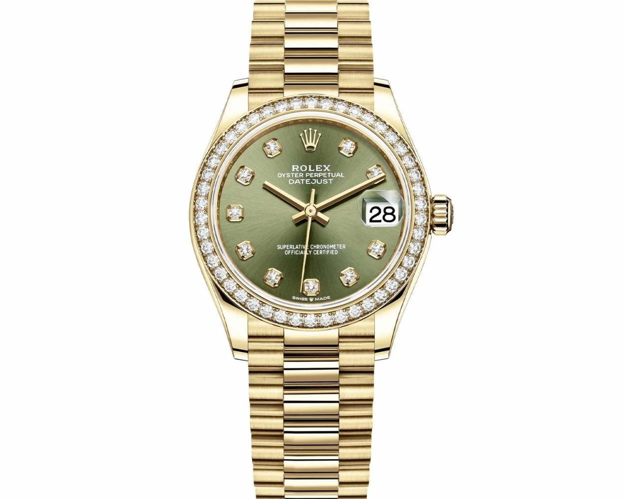 Datejust 31mm Yellow Gold 278288RBR Green Diamond President