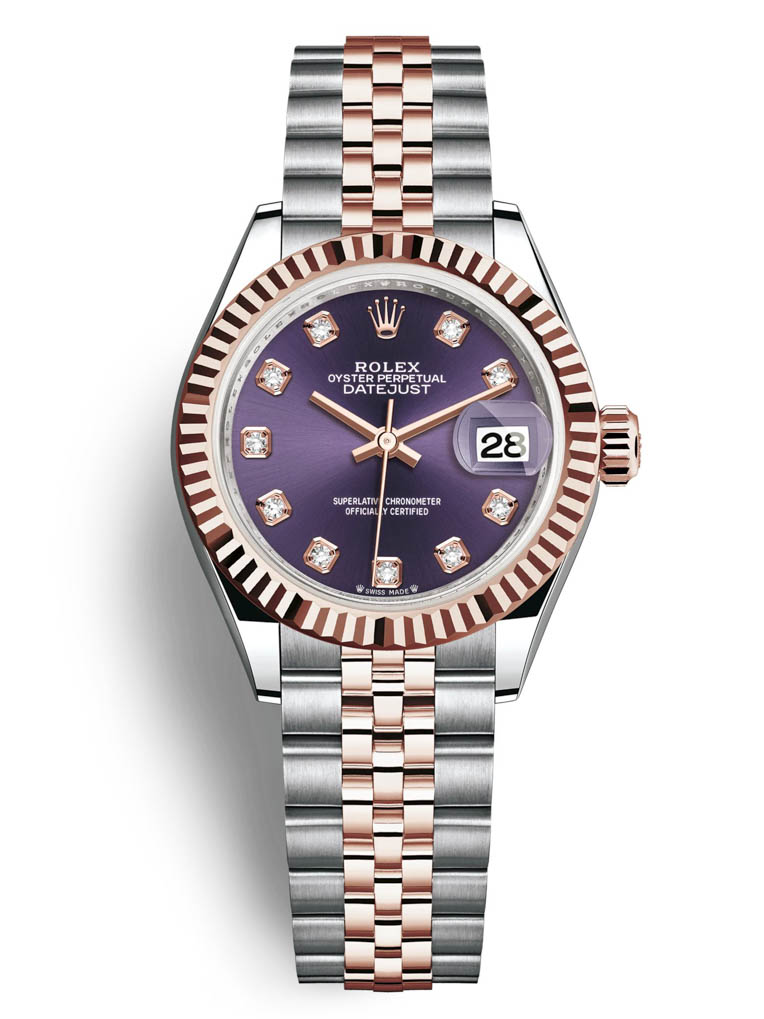 Rolex Lady Datejust 28mm Stainless Steel and Everose Gold 279171 Aubergine Diamond Jubilee