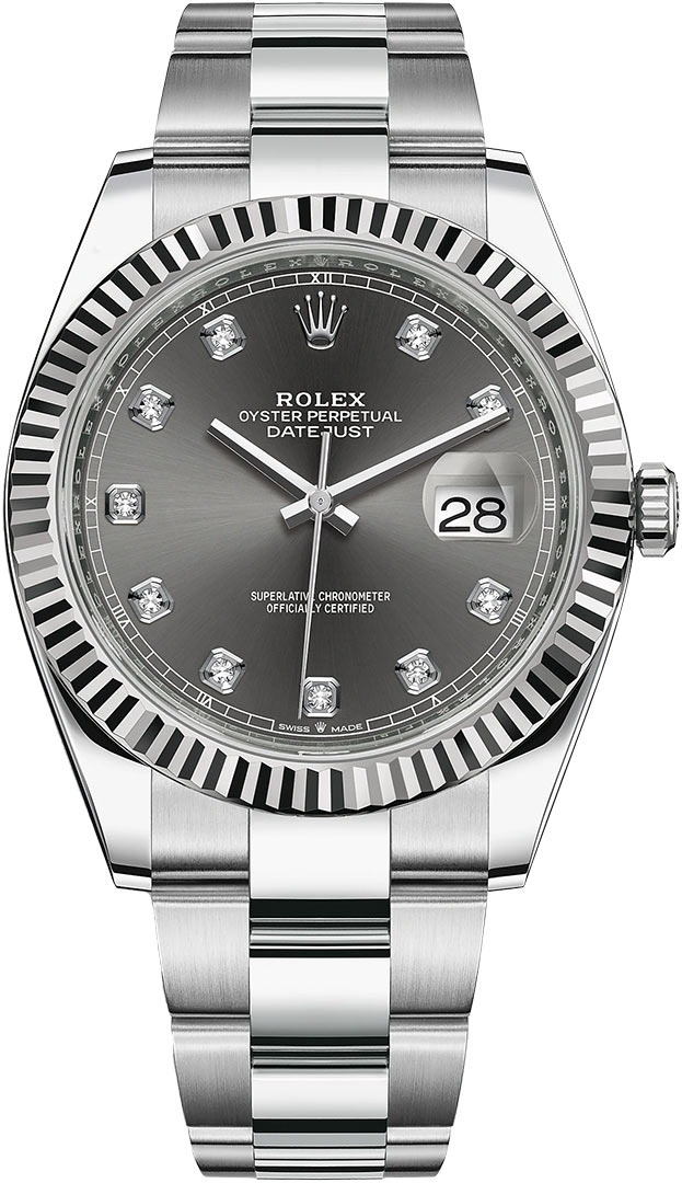 Datejust 41mm Stainless Steel 126334 Dark Rhodium Diamond Oyster