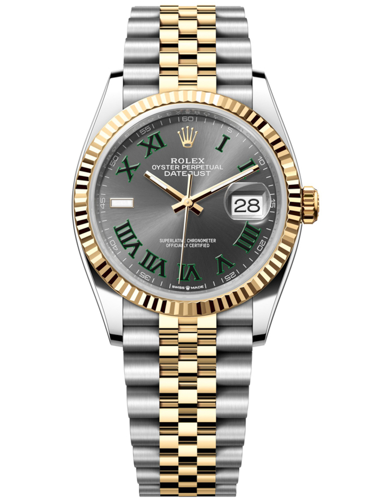 Rolex Datejust 36mm Stainless Steel and Yellow Gold 126233 Slate Roman Jubilee Wimbledon