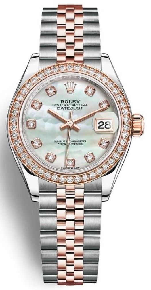 Lady Datejust 28mm Stainless Steel and Everose Gold 279381RBR MOP Diamond Jubilee