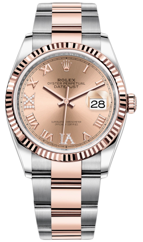 Datejust 36mm Stainless Steel and Rose Gold 126231 Rose VI IX Roman Oyster