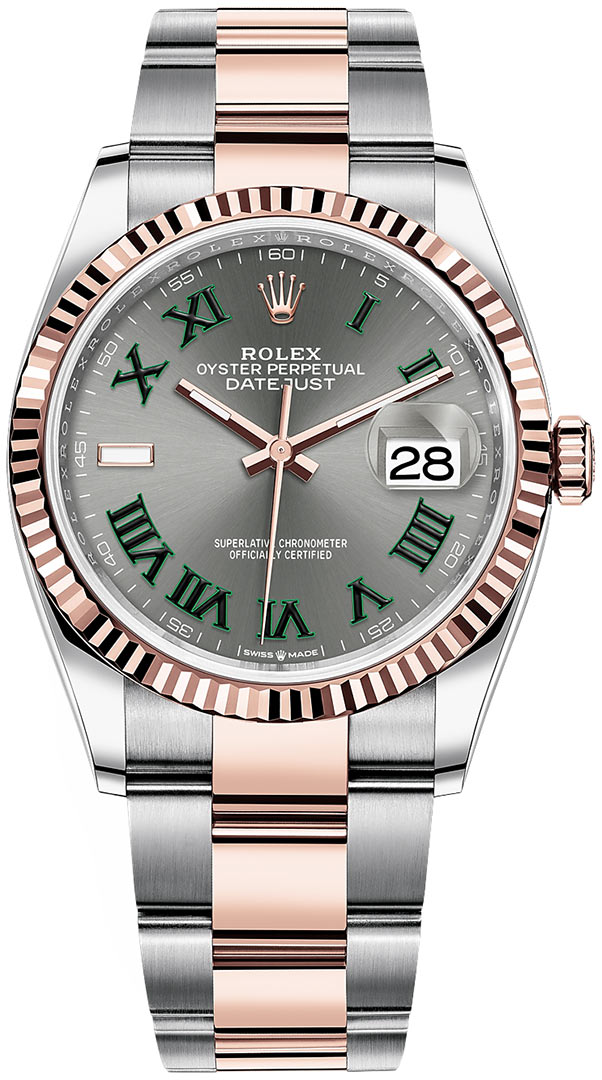 Datejust 36mm Stainless Steel and Rose Gold 126231 Slate Roman Oyster Wimbledon