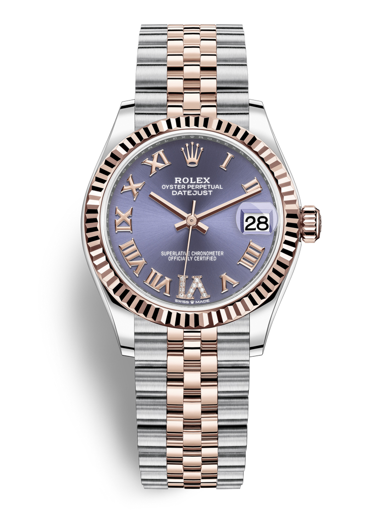 Rolex Datejust 31mm Stainless Steel and Rose Gold 278271 Aubergine Roman VI Jubilee