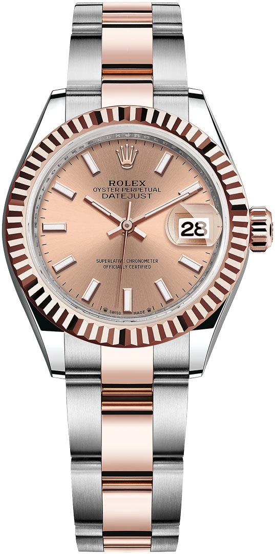 Lady Datejust 28mm Stainless Steel and Everose Gold 279171 Rose Index Oyster
