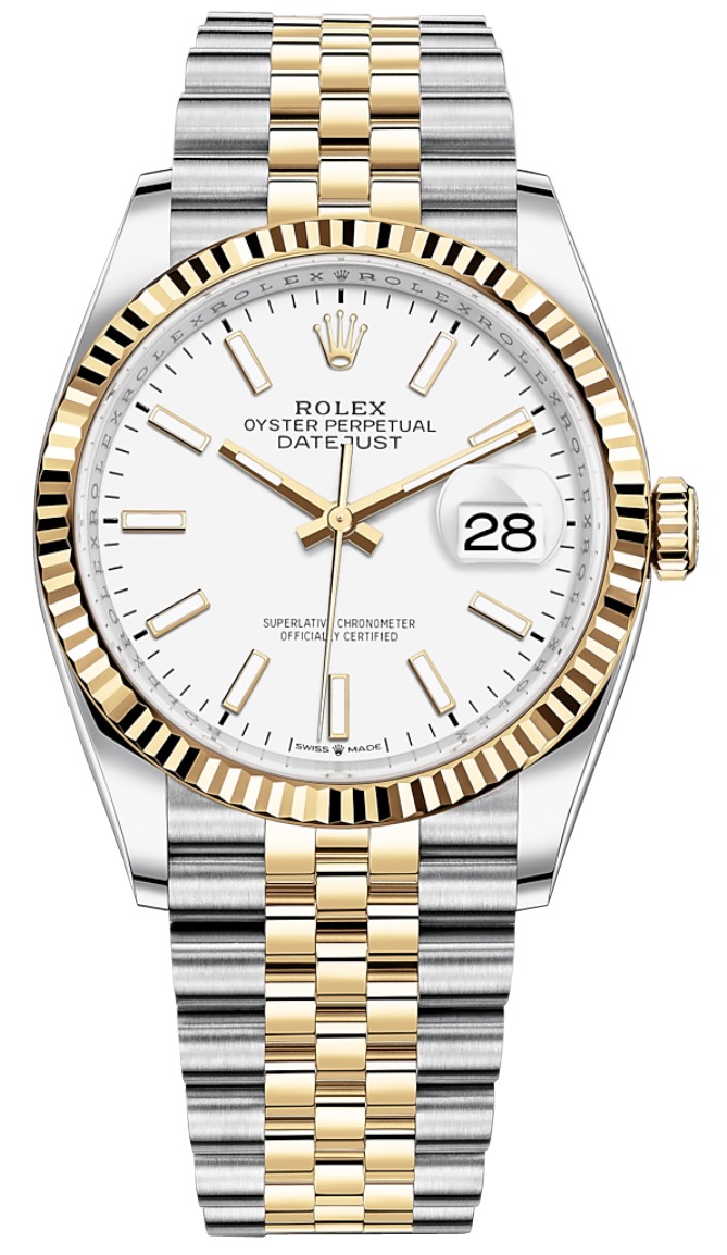 Datejust 36mm Stainless Steel and Yellow Gold 126233 White Index Jubilee