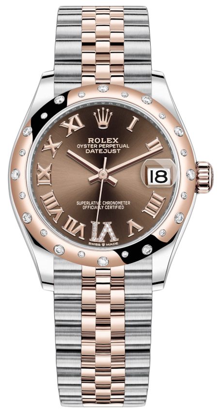 Datejust 31mm Stainless Steel and Rose Gold 278341RBR Chocolate VI Roman Jubilee
