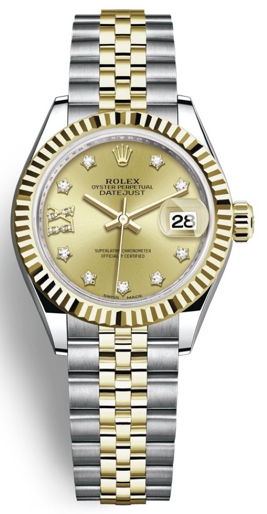 Lady Datejust 28mm Stainless Steel and Yellow Gold 279173 Champagne 17 Diamond Jubilee