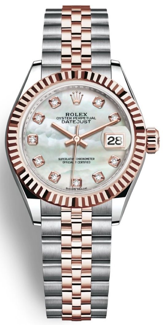 Lady Datejust 28mm Stainless Steel and Everose Gold 279171 MOP Diamond Jubilee