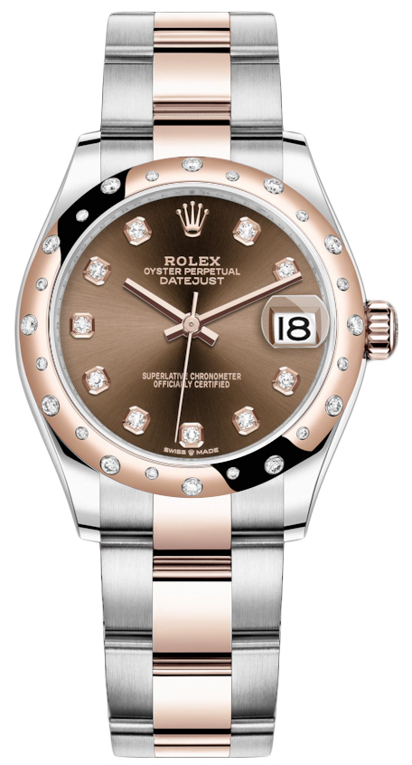Datejust 31mm Stainless Steel and Rose Gold 278341RBR Chocolate Diamond Oyster