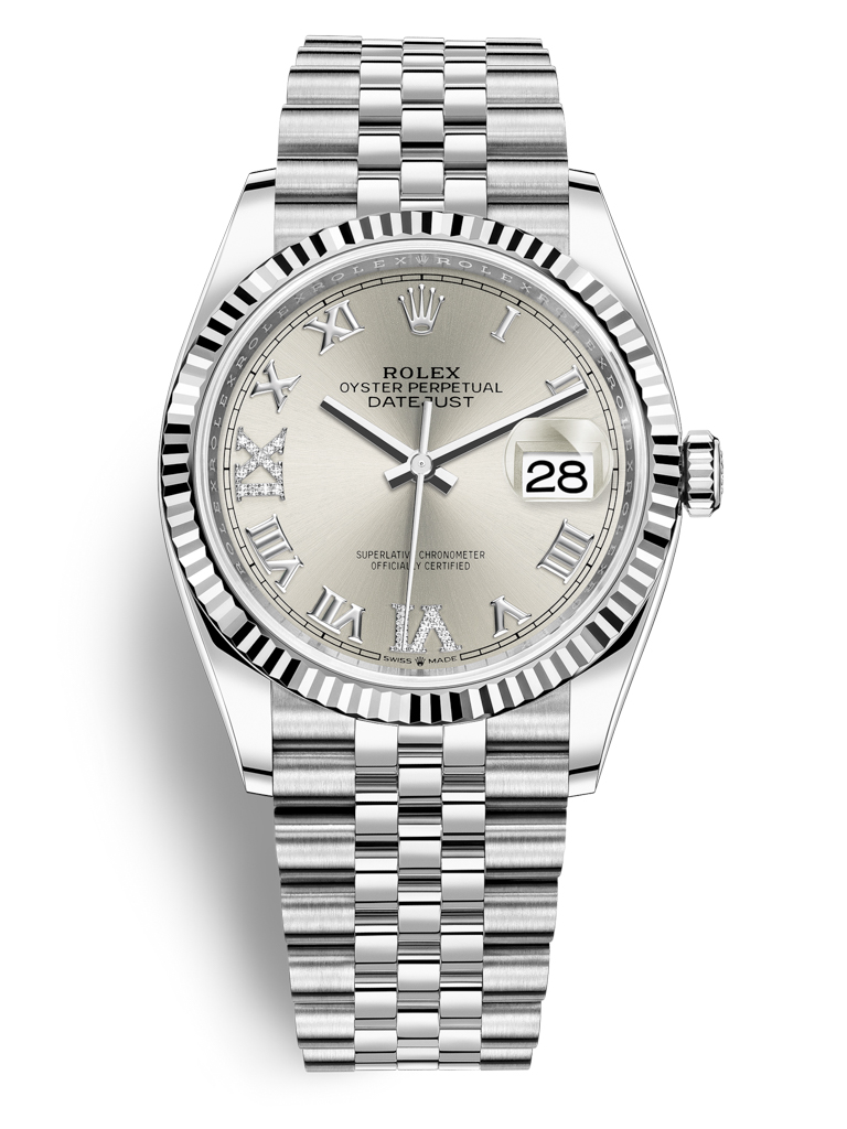 Rolex Datejust 36mm Stainless Steel 126234 Silver Roman VI IX Jubilee