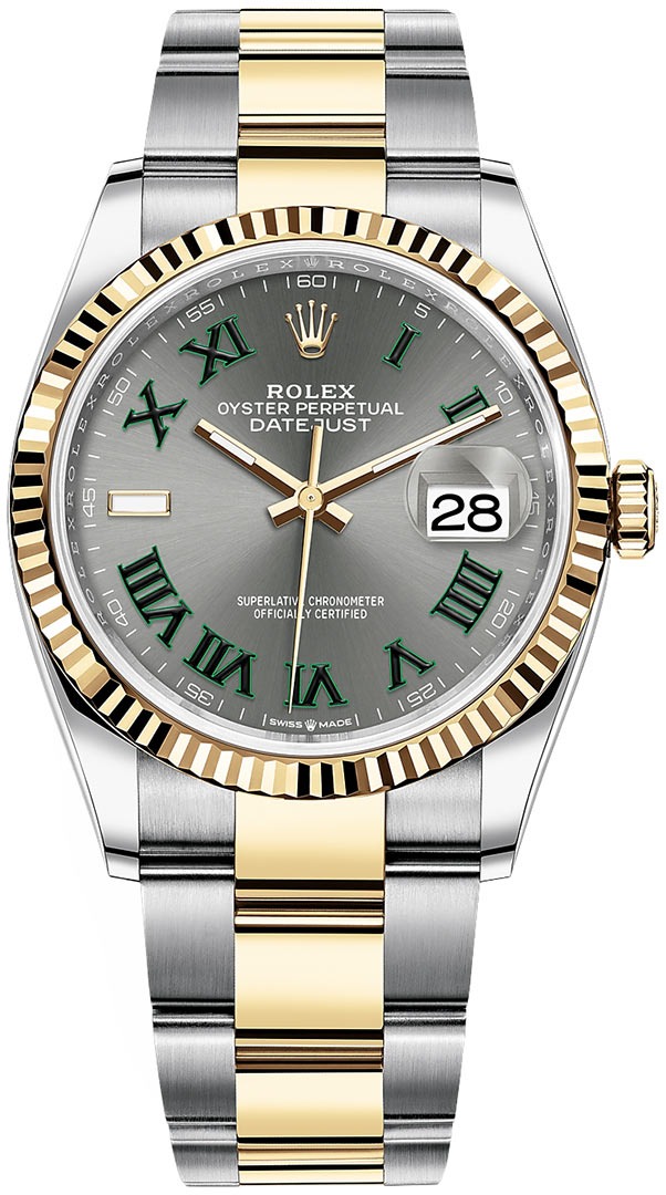 Datejust 36mm Stainless Steel and Yellow Gold 126233 Slate Roman Oyster Wimbledon