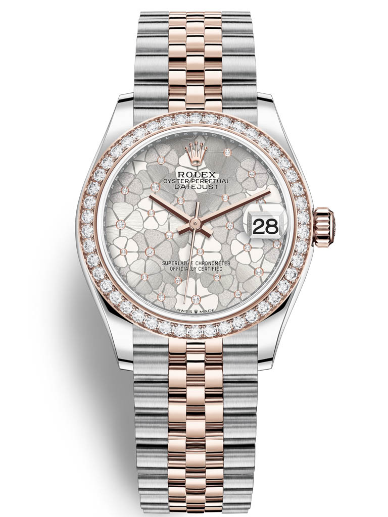 Rolex Datejust 31mm Stainless Steel and Rose Gold 278381RBR Silver Floral Jubilee