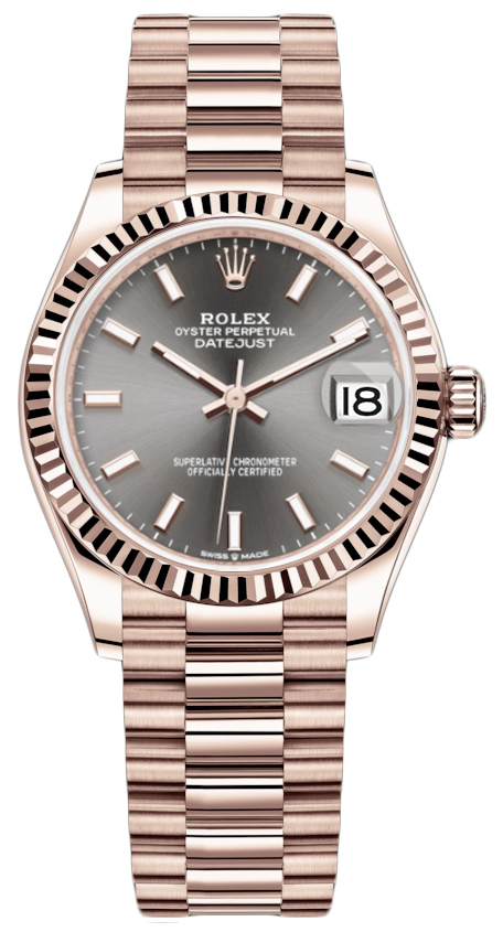 Datejust 31mm Everose Gold 278275 Rhodium Index President