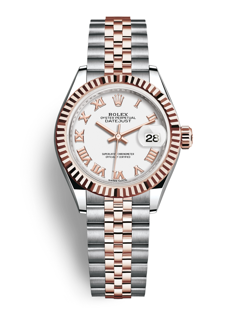 Rolex Lady Datejust 28mm Stainless Steel and Everose Gold 279171 White Roman Jubilee