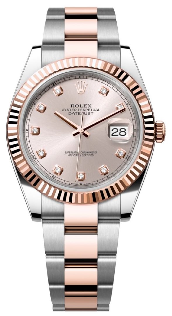 Datejust 41mm Steel and Everose Gold 126331 Sundust Diamond Oyster