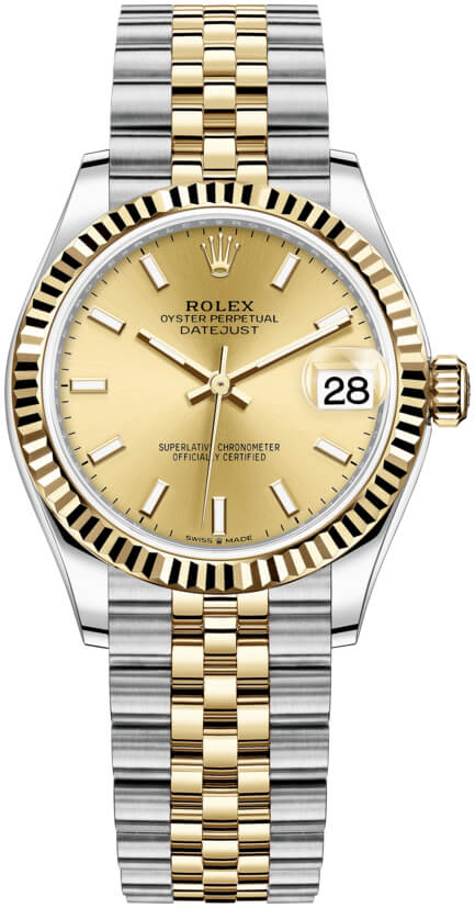 Datejust 31mm Stainless Steel and Yellow Gold 278273 Champagne Index Jubilee