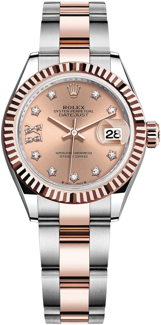 Lady Datejust 28mm Stainless Steel and Everose Gold 279171 Rose 17 Diamond Oyster