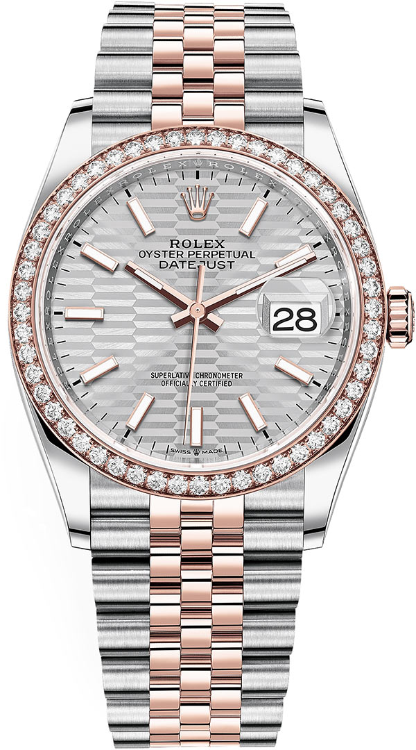 Datejust 36mm Stainless Steel and Rose Gold 126281RBR Silver Fluted Diamond Jubilee