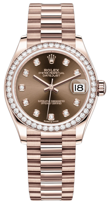Datejust 31mm Everose Gold 278285RBR Chocolate Diamond President