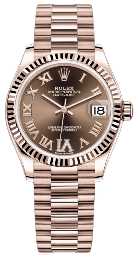 Datejust 31mm Everose Gold 278275 Chocolate VI Roman President