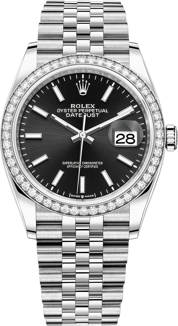 Datejust 36mm Stainless Steel 126284RBR Black Index Jubilee