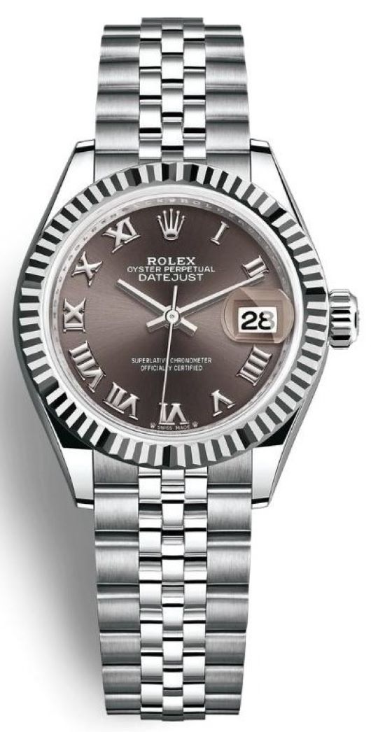 Lady Datejust 28mm Stainless Steel 279174 Dark Grey Roman Jubilee