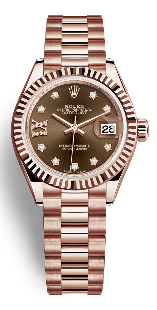 Lady Datejust 28mm Everose Gold 279175 Chocolate 17 Diamond President