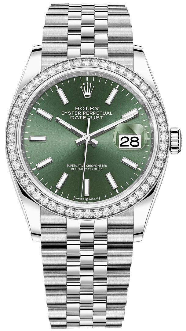 Datejust 36mm Stainless Steel 126284RBR Mint Green Index Jubilee