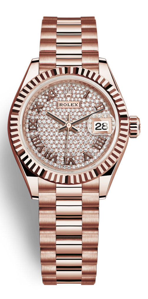 Lady Datejust 28mm Everose Gold 279175 Pave Chocolate Roman President