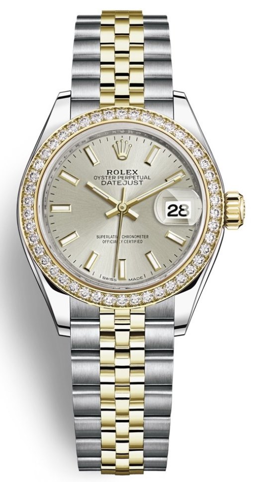 Lady Datejust 28mm Stainless Steel and Yellow Gold 279383RBR Silver Index Jubilee