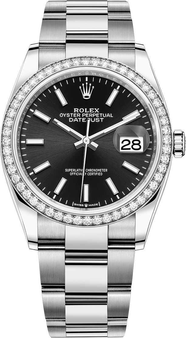 Datejust 36mm Stainless Steel 126284RBR Black Index Oyster
