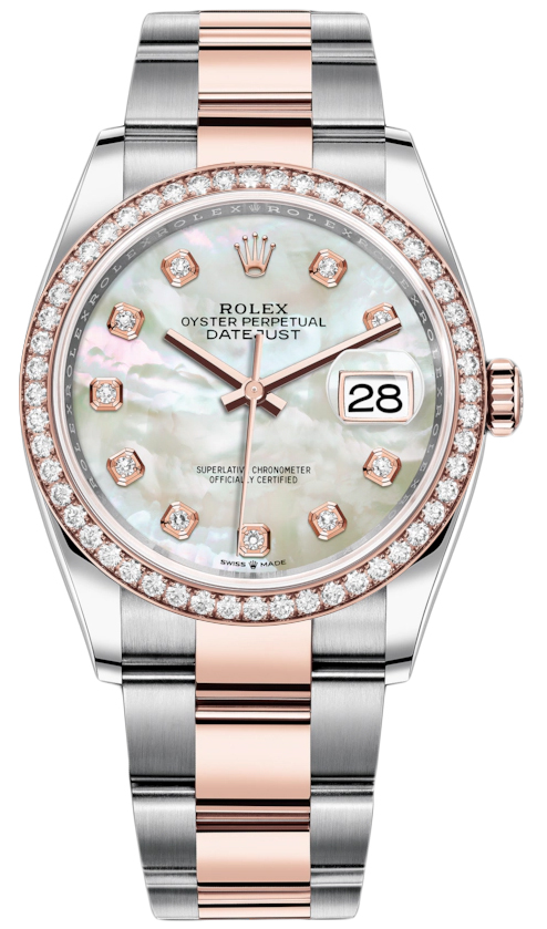 Datejust 36mm Stainless Steel and Rose Gold 126281RBR MOP Diamond Oyster