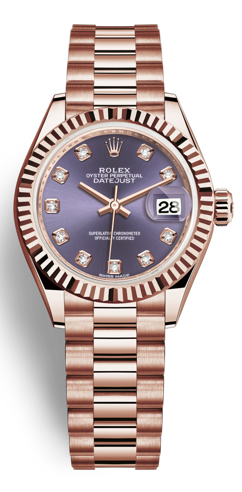 Lady Datejust 28mm Everose Gold 279175 Aubergine Diamond President