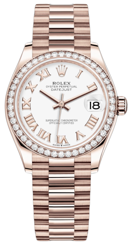 Datejust 31mm Everose Gold 278285RBR White Roman President