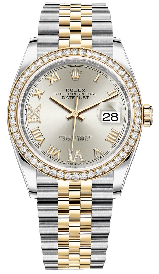 Datejust 36mm Stainless Steel and Yellow Gold 126283RBR Silver VI IX Roman Jubilee