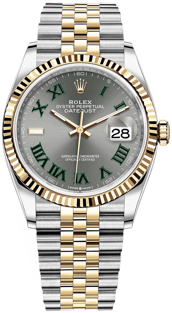 Datejust 36mm Stainless Steel and Yellow Gold 126233 Slate Roman Jubilee Wimbledon