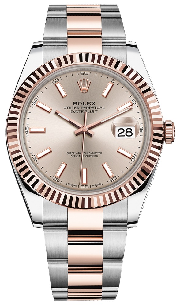 Datejust 41mm Steel and Everose Gold 126331 Sundust Index Oyster