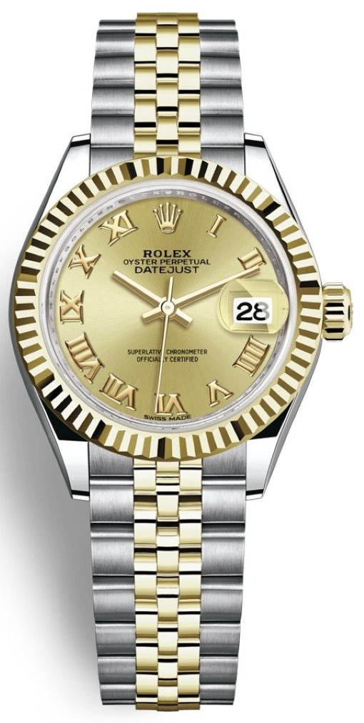 Lady Datejust 28mm Stainless Steel and Yellow Gold 279173 Champagne Roman Jubilee