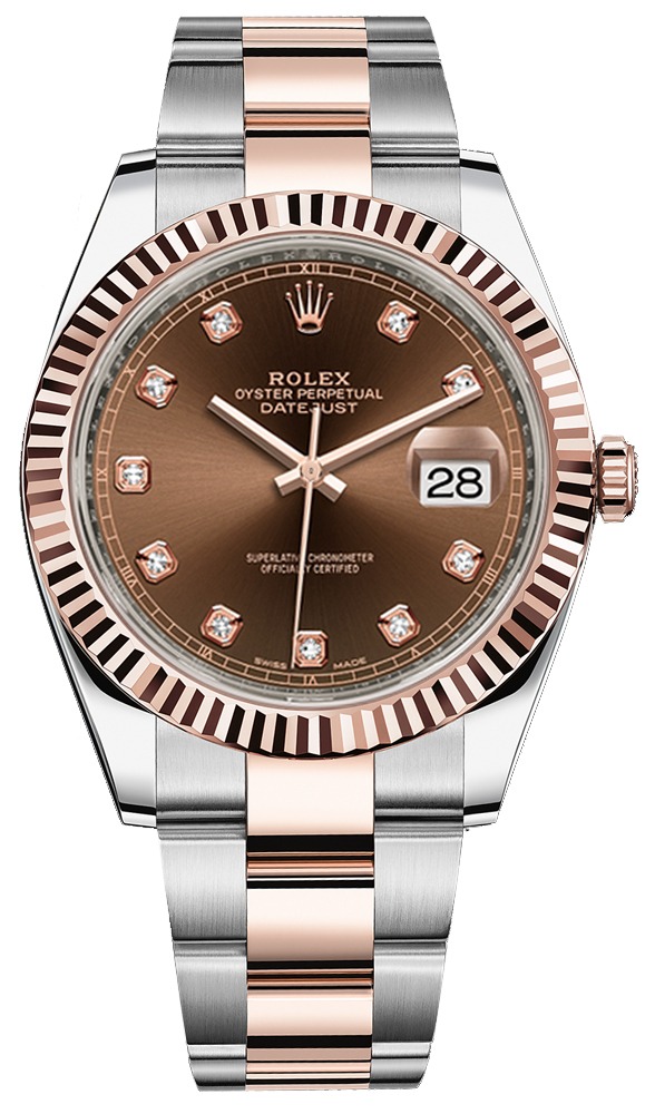 Datejust 41mm Steel and Everose Gold 126331 Chocolate Diamond Oyster