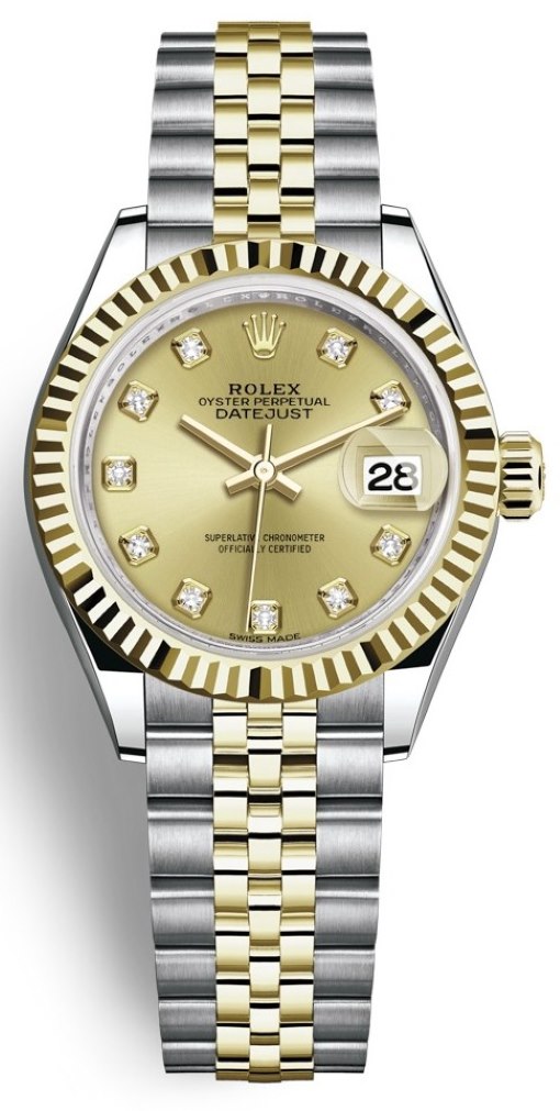 Lady Datejust 28mm Stainless Steel and Yellow Gold 279173 Champagne Diamond Jubilee