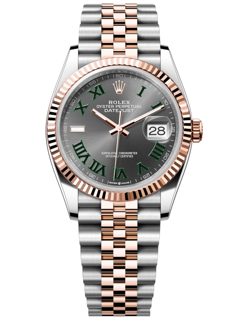 Rolex Datejust 36mm Stainless Steel and Rose Gold 126231 Slate Roman Jubilee Wimbledon