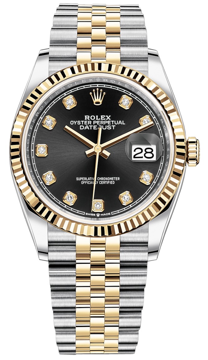 Datejust 36mm Stainless Steel and Yellow Gold 126233 Black Diamond Jubilee