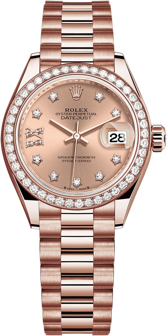 Lady Datejust 28mm Everose Gold 279135RBR Rose 17 Diamond President