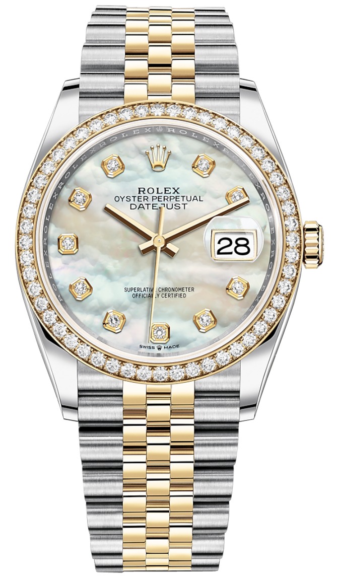Datejust 36mm Stainless Steel and Yellow Gold 126283RBR MOP Diamond Jubilee