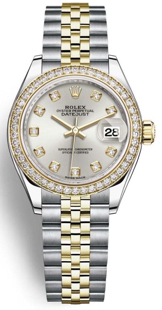 Lady Datejust 28mm Stainless Steel and Yellow Gold 279383RBR Silver Diamond Jubilee