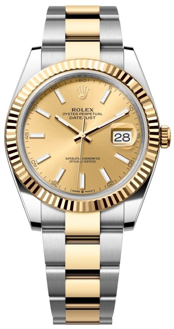 1Datejust 41mm Steel and Yellow Gold 126333 Champagne Index Oyster