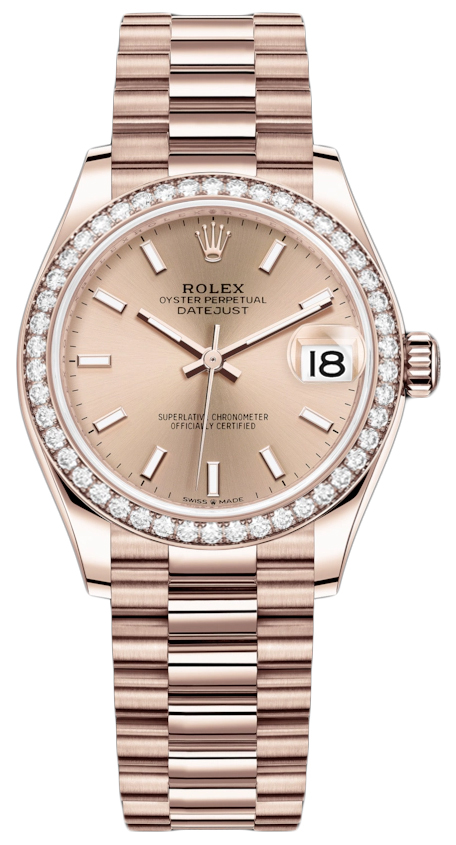 Datejust 31mm Everose Gold 278285RBR Gold Index President