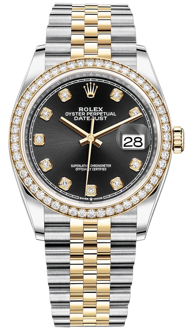 Datejust 36mm Stainless Steel and Yellow Gold 126283RBR Black Diamond Jubilee
