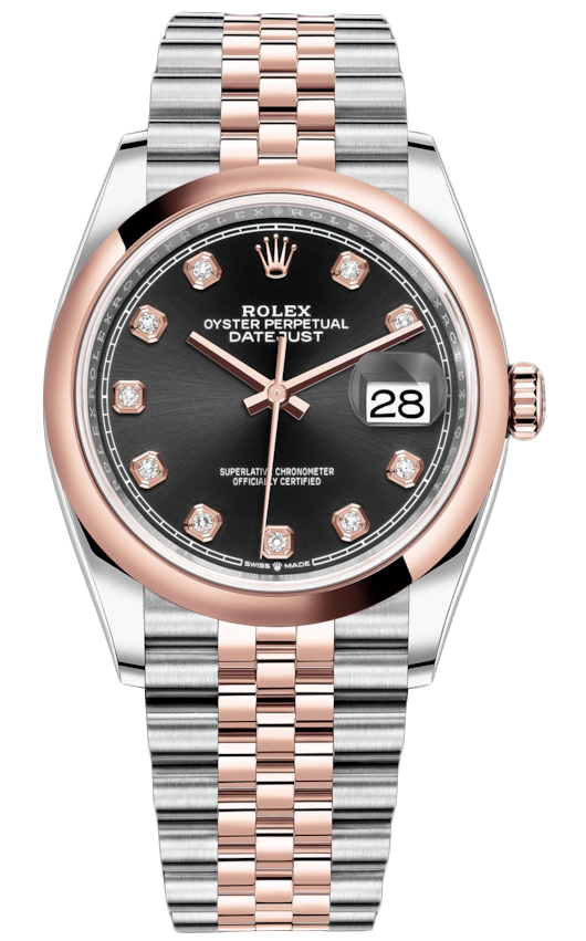 Datejust 36mm Stainless Steel and Rose Gold 126201 Black Diamond Jubilee